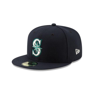 Blue Seattle Mariners Hat - New Era MLB Authentic Collection 59FIFTY Fitted Caps USA7025486